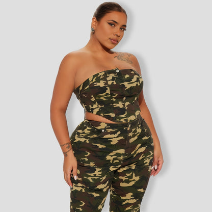 Camo Babe Flare Leg Pant Set