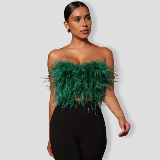 Emerald Feathered Top