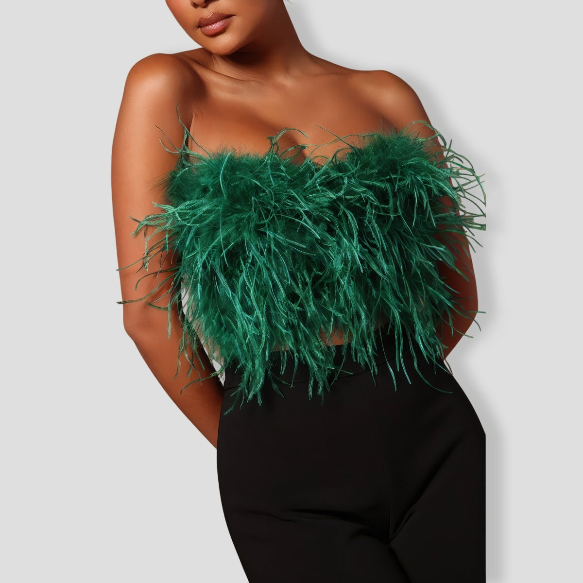 Emerald Feathered Top