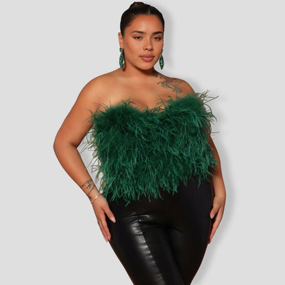Emerald Feathered Top