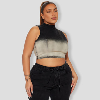 Black Combo Denim Pants Set