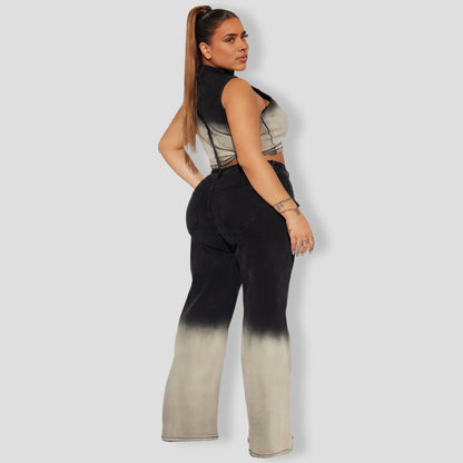 Black Combo Denim Pants Set