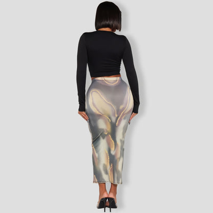 Shimmering Maxi Skirt Set