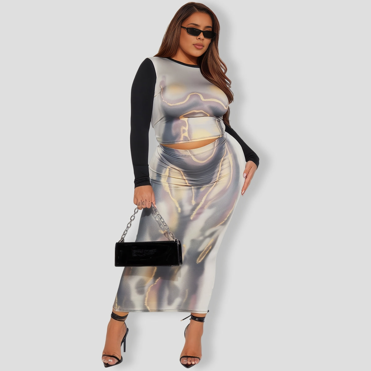 Shimmering Maxi Skirt Set