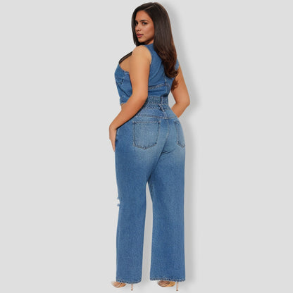 Bad Attitude Medium Wash Denim Pants Set