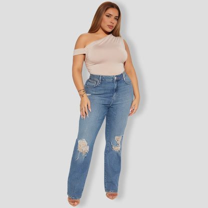 One Shoulder Top Taupe