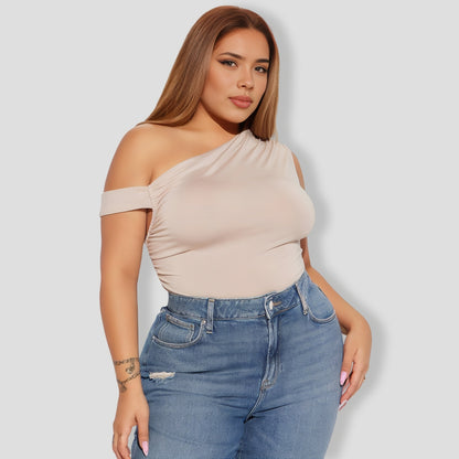 One Shoulder Top Taupe