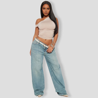 One Shoulder Top Taupe