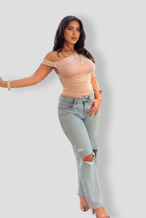 One Shoulder Top Taupe