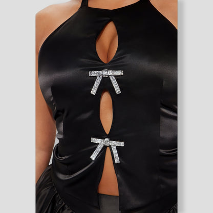 Bow Satin Halter Top
