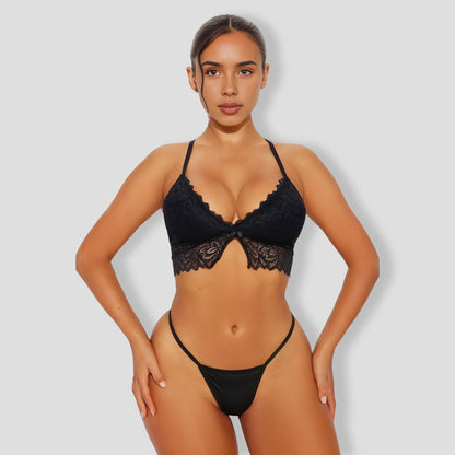 Black Bunny Fluff Thong Panty