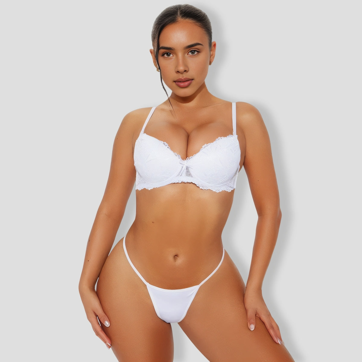 White Bunny Fluff Thong Panty