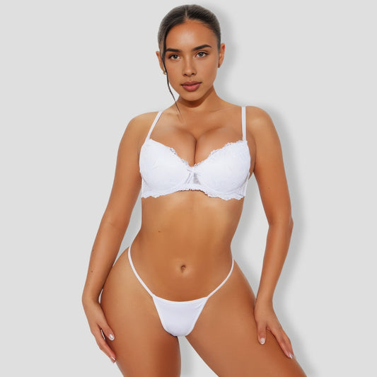 White Bunny Fluff Thong Panty