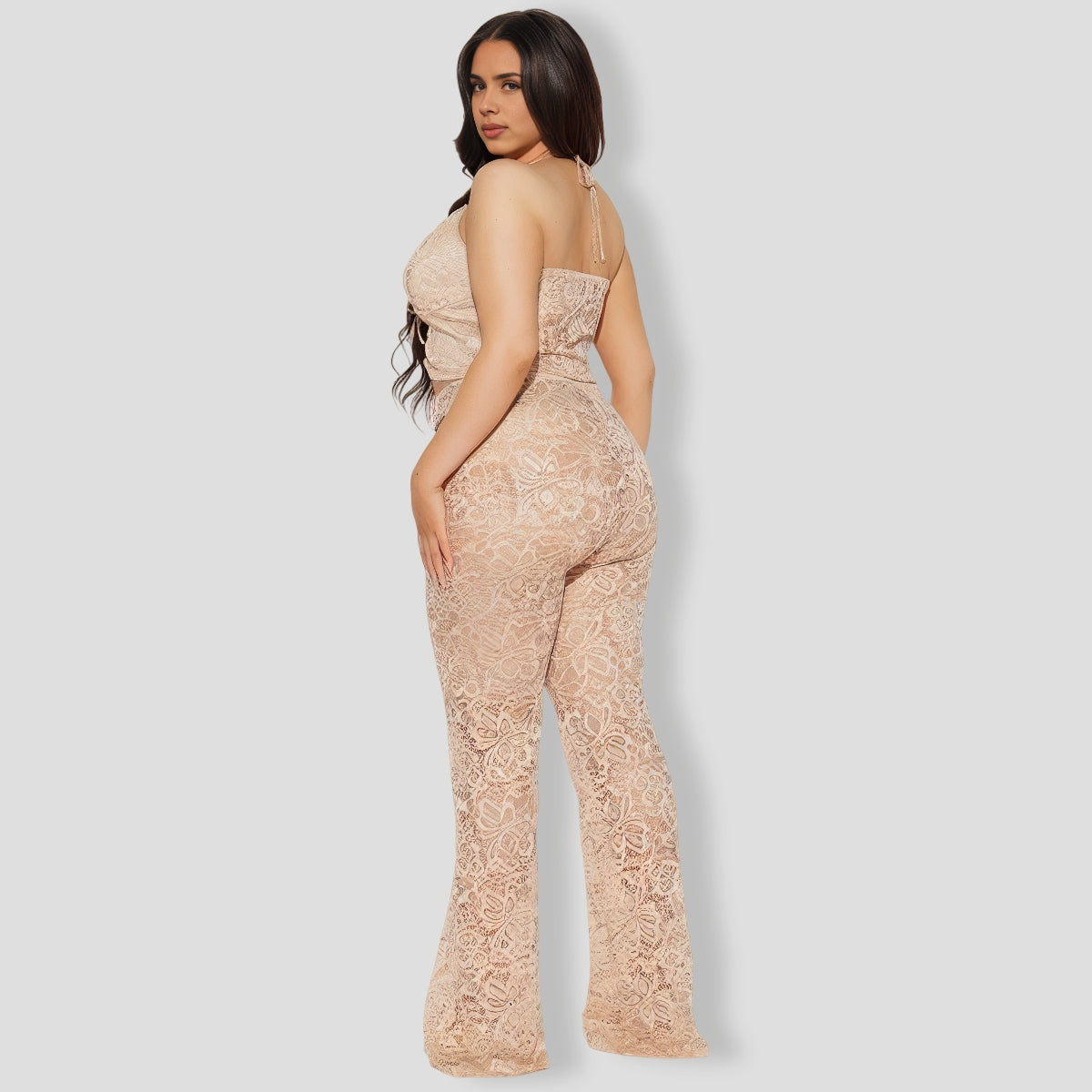 Can't Get Me Lace Pant Set - Taupe