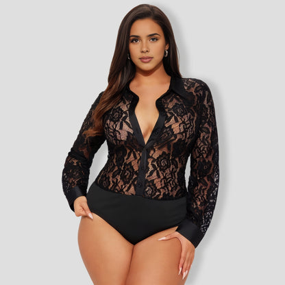 Caralia Lace Bodysuit - Black