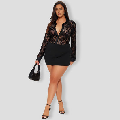 Caralia Lace Bodysuit - Black
