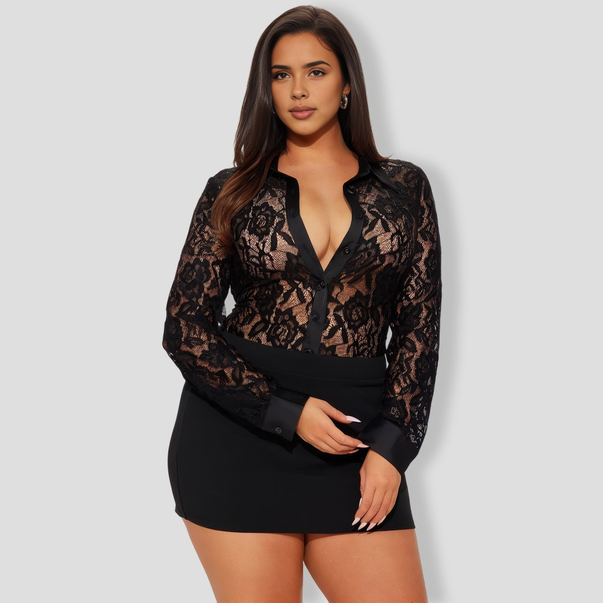 Caralia Lace Bodysuit - Black