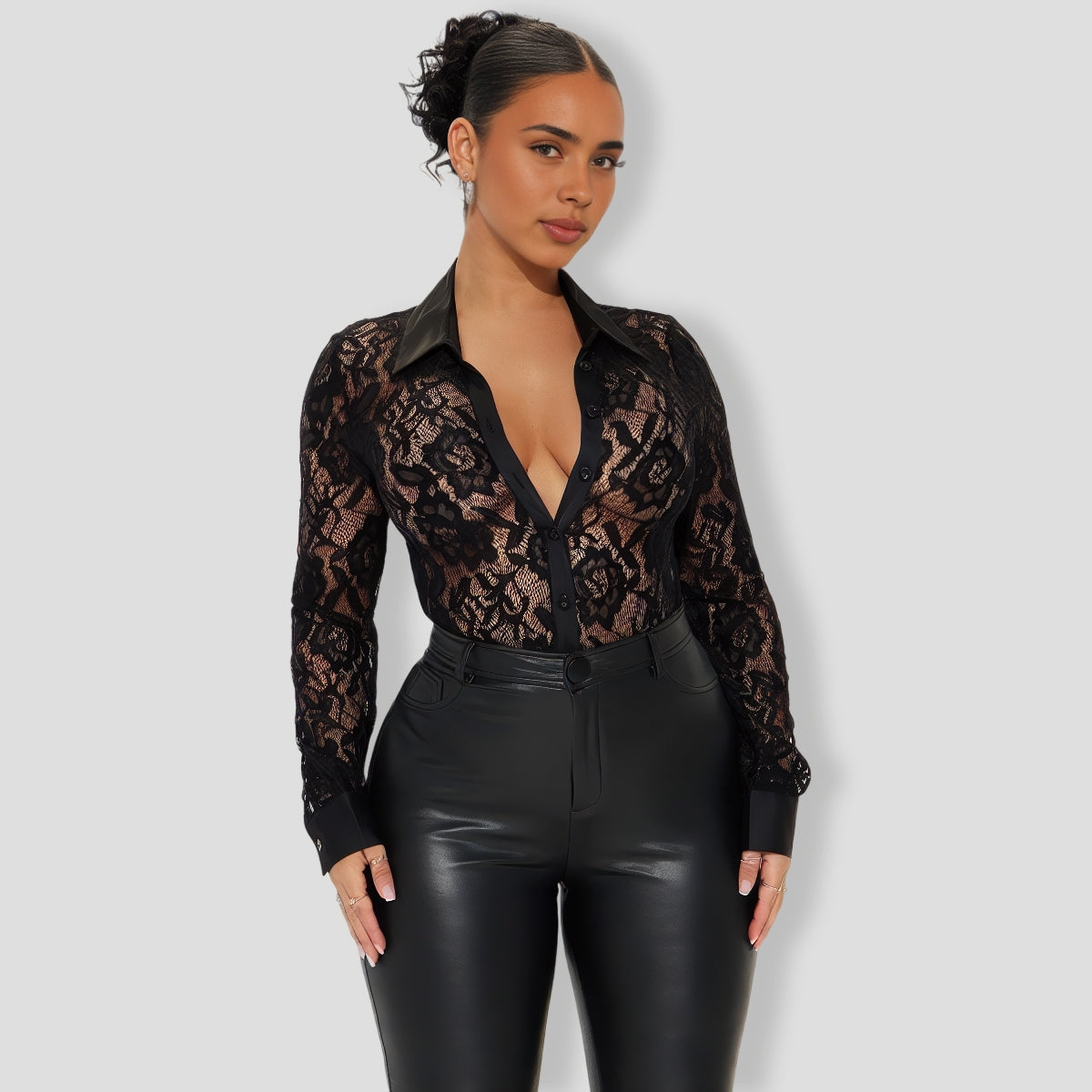 Caralia Lace Bodysuit - Black