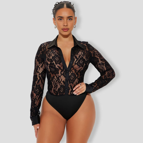 Caralia Lace Bodysuit - Black