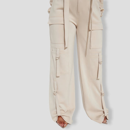 Carrie Cargo Pant Set - Taupe