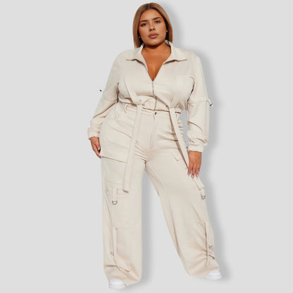 Carrie Cargo Pant Set - Taupe