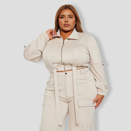 Carrie Cargo Pant Set - Taupe