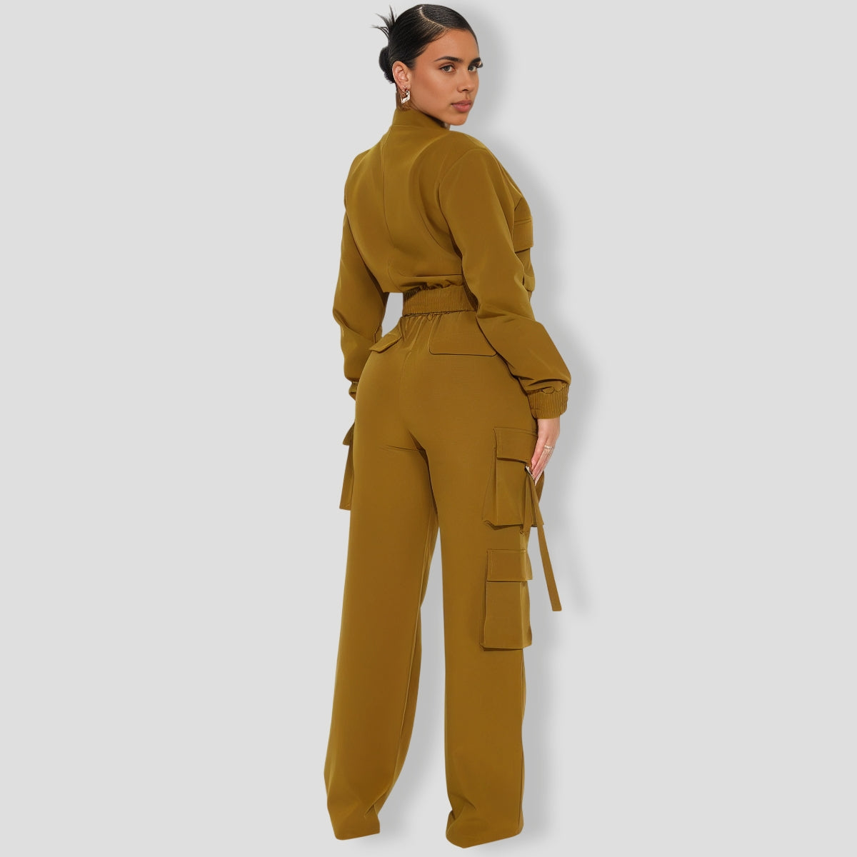 Caught Me Cargo Pant Set - Olive