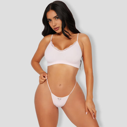 Laid Back Pink Seamless Lace G-String Panty