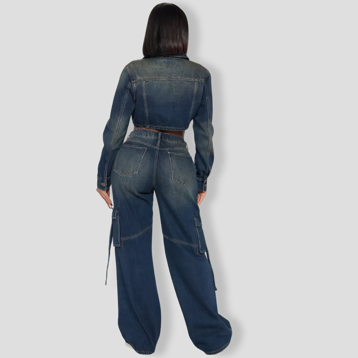 Cool Chick Denim Pant Set - Dark Wash