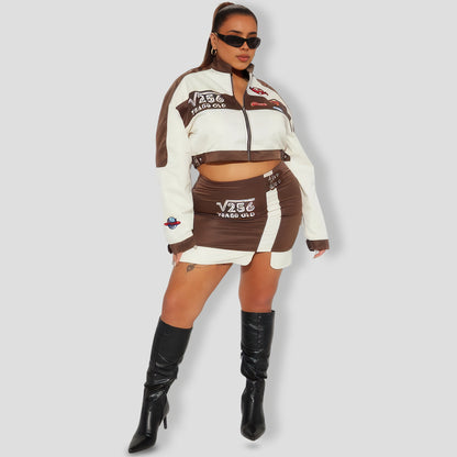 Cool Chick Mini Skirt Set - Brown combo