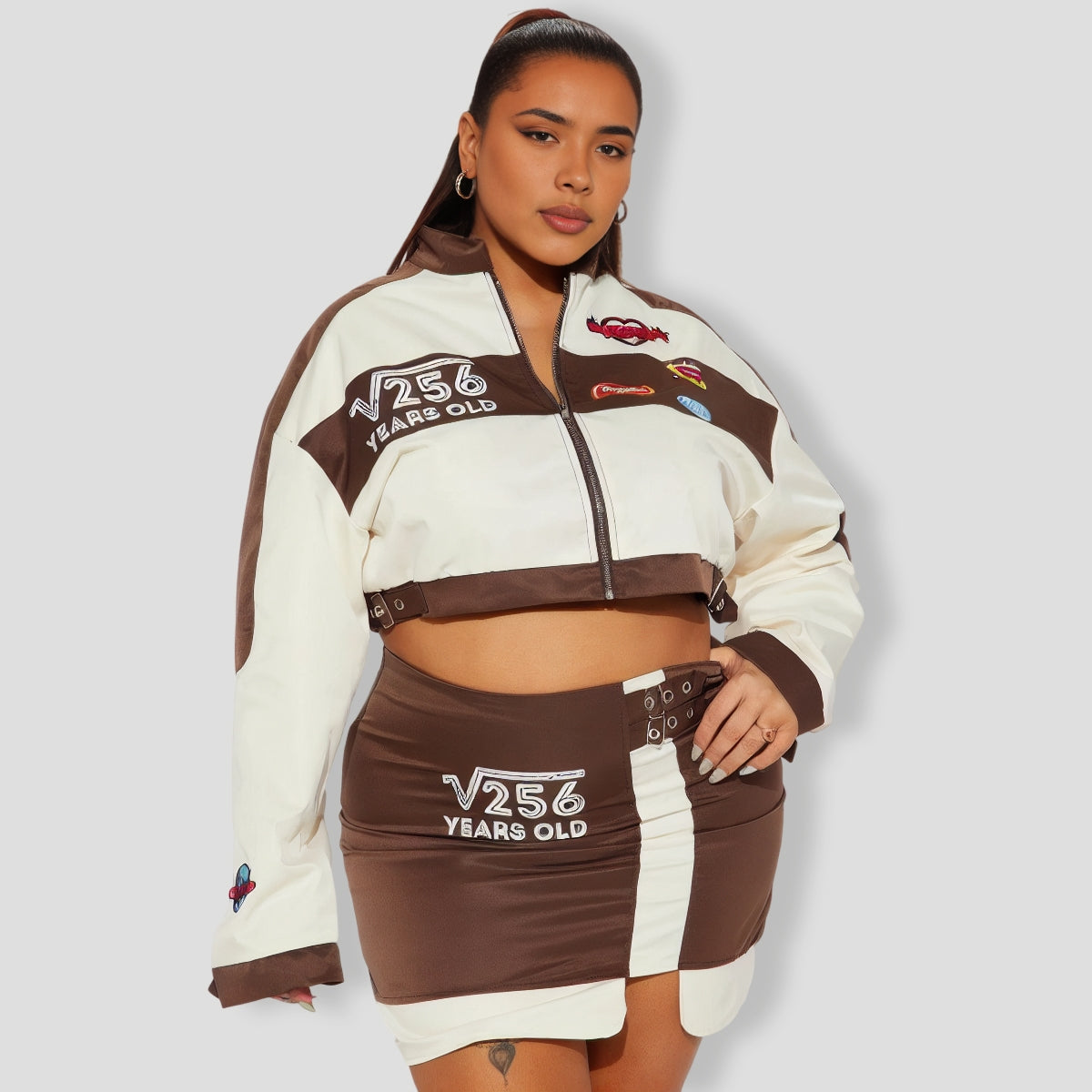 Cool Chick Mini Skirt Set - Brown combo