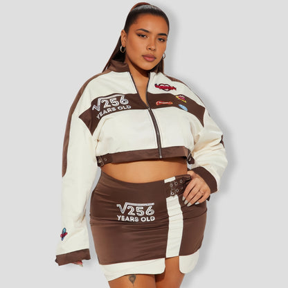 Cool Chick Mini Skirt Set - Brown combo