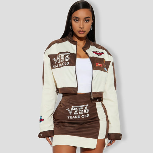 Cool Chick Mini Skirt Set - Brown combo