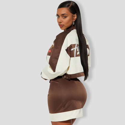 Cool Chick Mini Skirt Set - Brown combo