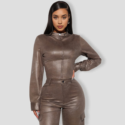 Cool Day Faux Suede Pant Set - Olive