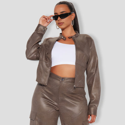 Cool Day Faux Suede Pant Set - Olive