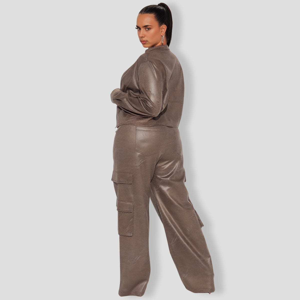 Cool Day Faux Suede Pant Set - Olive