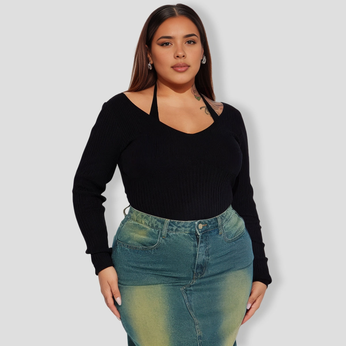 Corinna Ribbed Bodysuit - Black