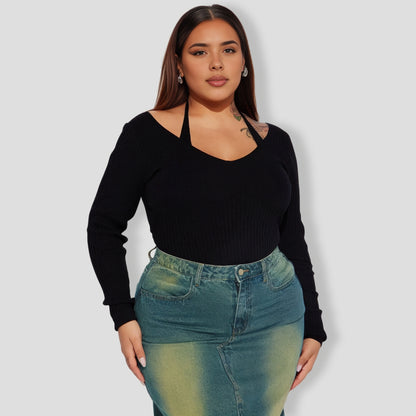 Corinna Ribbed Bodysuit - Black