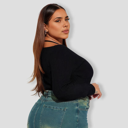 Corinna Ribbed Bodysuit - Black