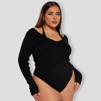 Corinna Ribbed Bodysuit - Black