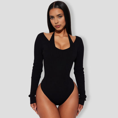 Corinna Ribbed Bodysuit - Black