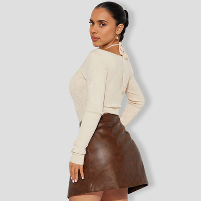 Corinna Ribbed Bodysuit - Cream