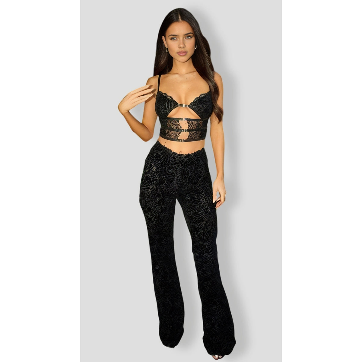 Delilah Mesh Pant Set - Black