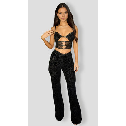 Delilah Mesh Pant Set - Black
