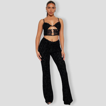 Delilah Mesh Pant Set - Black