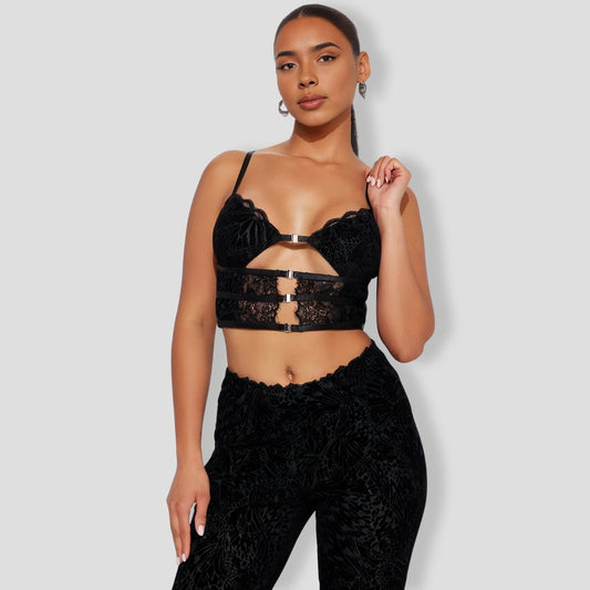 Delilah Mesh Pant Set - Black