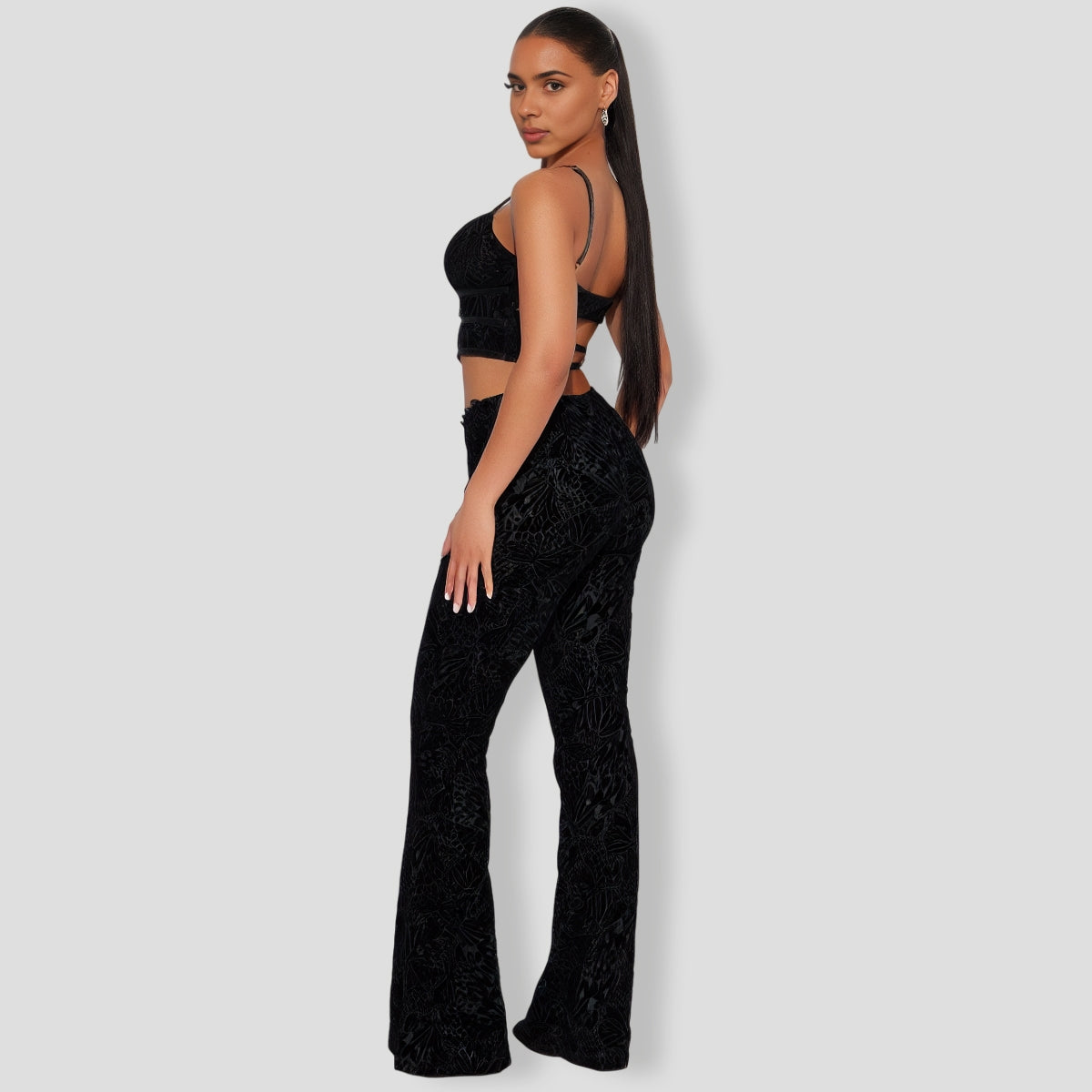 Delilah Mesh Pant Set - Black