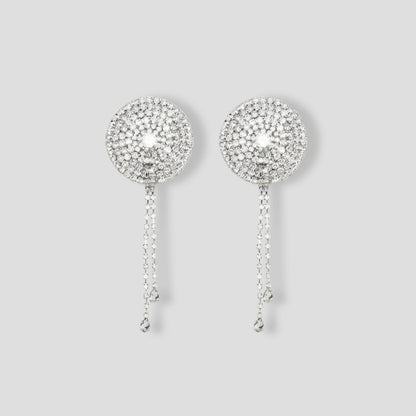Diamond Girl Rhinestone Nipple Cover Pasties - Silver
