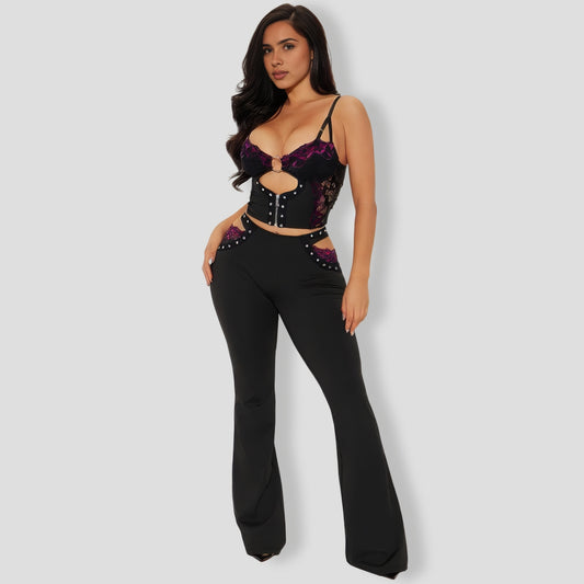 Pin-Up Lace Flare Leg Pant Set